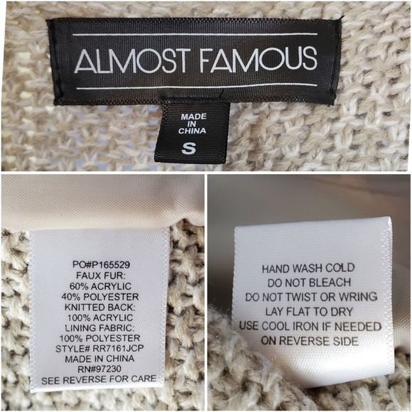 Faux fur vest with knit panel backing  / Women's Small - Picture 6 of 6